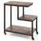 3-Tier G-Shaped End Table with Open Shelves and Mobile Casters for Home Use
